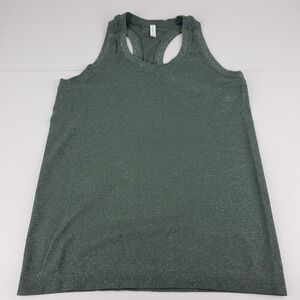 ATHLETA Momentum Seamless Green Metallic Thread Tank Top Women's Medium #631848